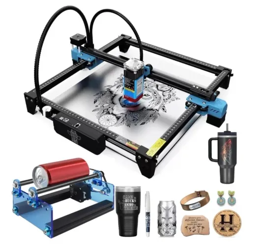 Máquina de corte e gravação a laser Two Trees TTS 5.5W Pro+Rotary Roller