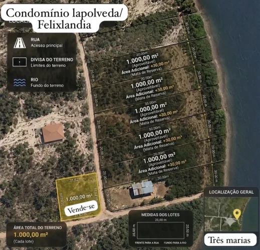 Vendo lote de 1000 mts em felixlandia três marias