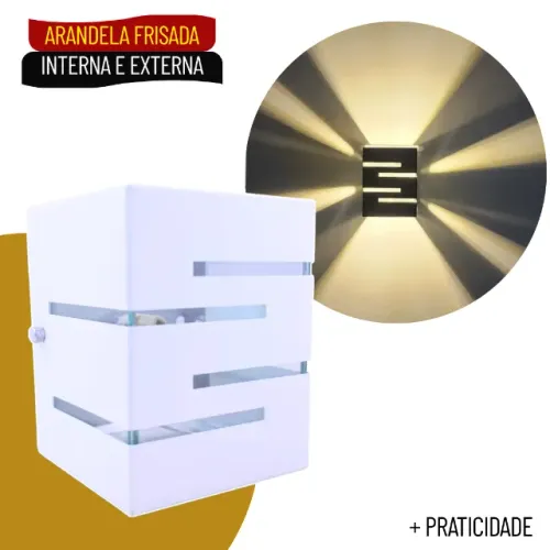 Arandela Externa Frisada Branca para Parede Decoração Interna e Externa - SCS84