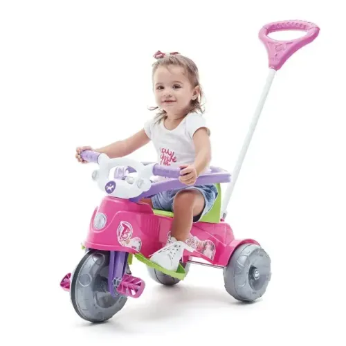 Motoquinha de pedal e de empurrar com haste