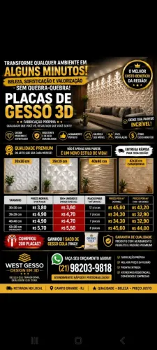 PLACAS DECORATIVA DE GESSO 3D 