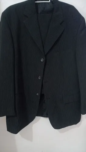 *Terno H&F Collezione Tam 48 - Calça 48* <br><br>Paleto risco de giz preto