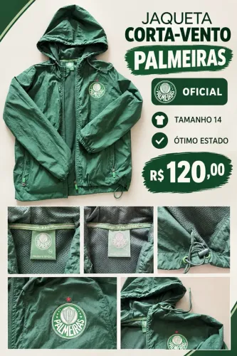 Jaqueta corta vento infantil Palmeiras