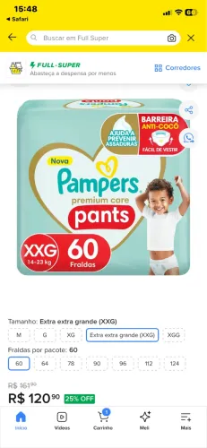 Vendo pcte fralda Pampers premium care pants