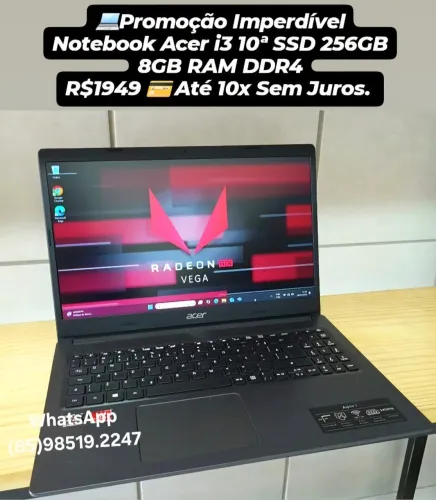 Promoção Imperdível Notebook Acer i3 10ª SSD 256GB 8GB RAM DDR4 Até 10x Sem Juros.