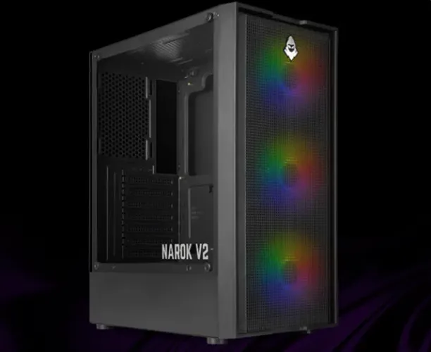 Gabinete Narok V2, 3 fans, vidro temperado, novo, lacrado, com garantia!
