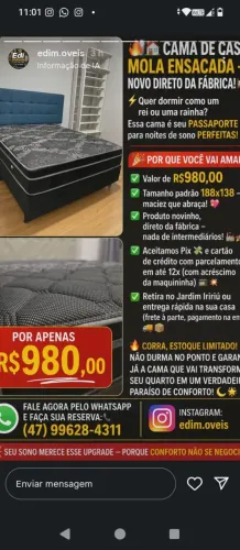 Cama de casal mola ensacada nova !
