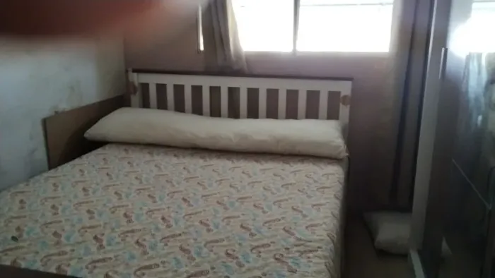 Cama de Casal Madeira Branca C/ Marrom Merk Sem Colchão Moveis