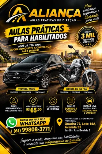 Aulas de direção CARRO OU MOTO