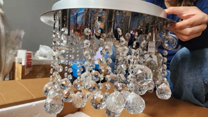 Lustre luminária com cristais pendentes Retirar