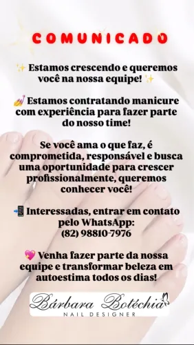 Estamos contratando manicure 