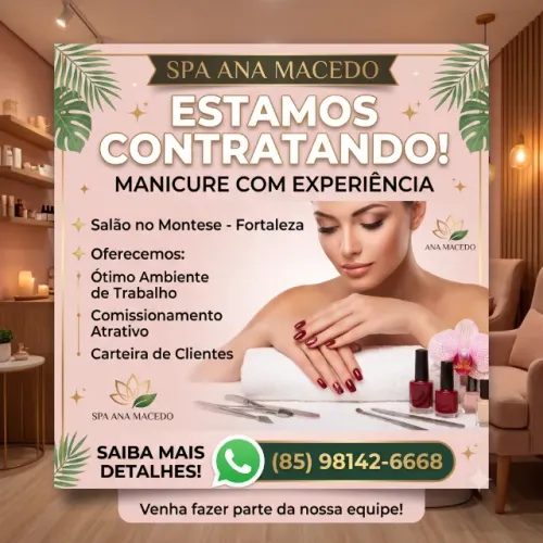 Vaga de manicure com experiência