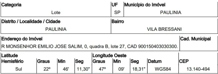 Terreno de leilão em VILA BRESSANI / PAULINIA / SP | Leilão SFI - Edital Único