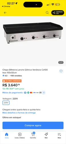Chapa elétrica industrial