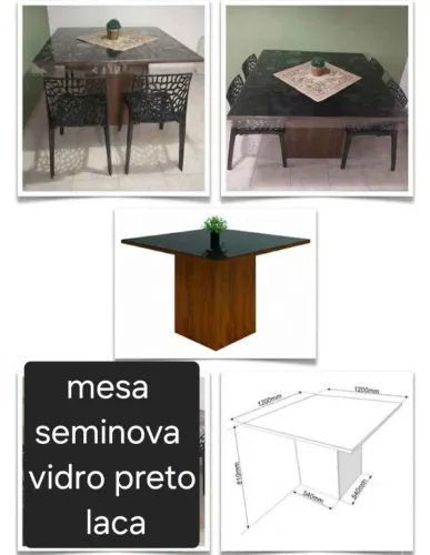 Mesa Vidro Laca Linda