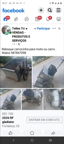 Vendo uma carochinha de moto e prá carros também toda galvanizada nova!