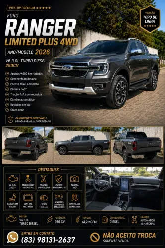Ford Ranger Limited+ 3.0 V6 4X4 CD TB DIE AUT 2026