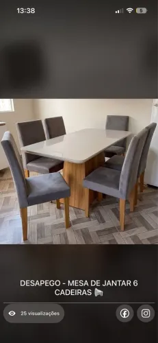 Mesa de jantar 6 cadeiras, 4 meses de uso