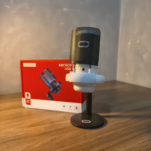 Microfone de Mesa Tomato USB Branco | Aceito Cartão | Entrego & OLX Pay