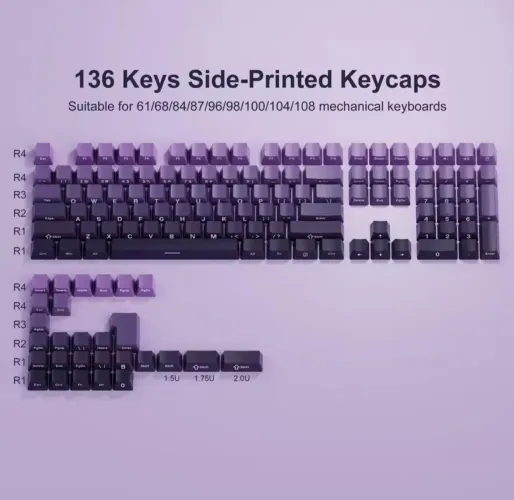 KIT 136 KEYCAPS PURPLE GRADIENTE PBT DOUBLE SHOT