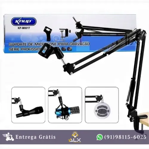 Braço Articulado P/ Microfone Suporte de Mesa - Knup Kp-m0017 *ENTREGA GRÁTIS*
