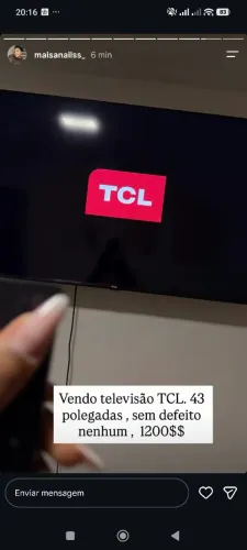 Minha sobrinha está vendendo uma televisão TCL 43 polegadas,sem nem um defeito