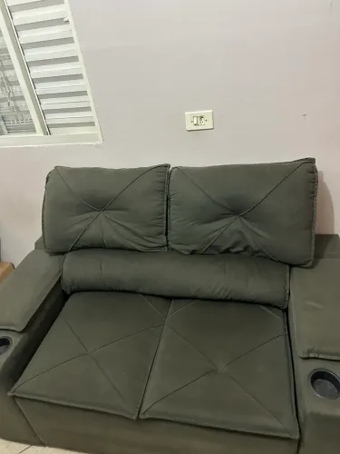 Sofá retrátil 2 lugares reclinável suede