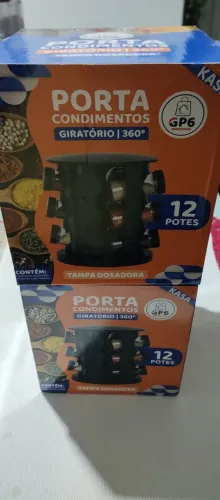 Porta Condimentos Giratório 360° Tampa Dosadora