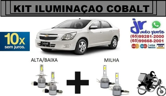Kit Lampada Ultra LED (Alta/Baixa e Milha) Cobalt 6000K 12V 24V