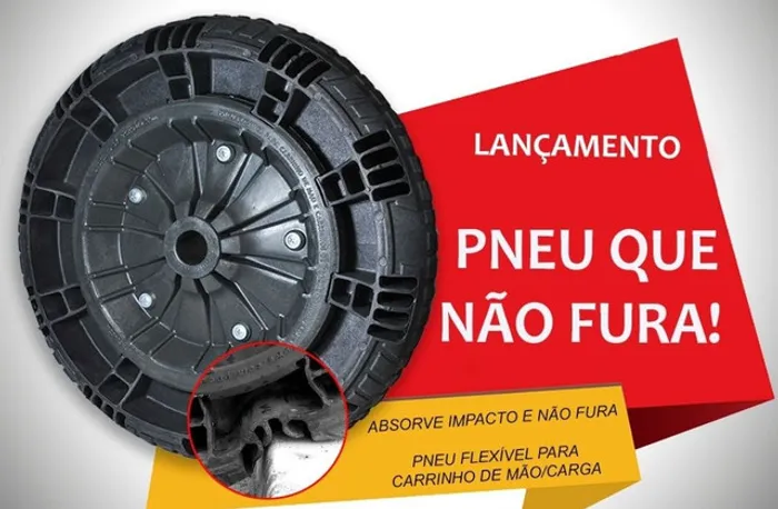 Pneu para carriola, não fura, macio, resistente