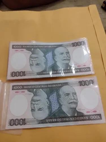 2 cédulas de 1000 cruzeiros Barão do Rio Branco 