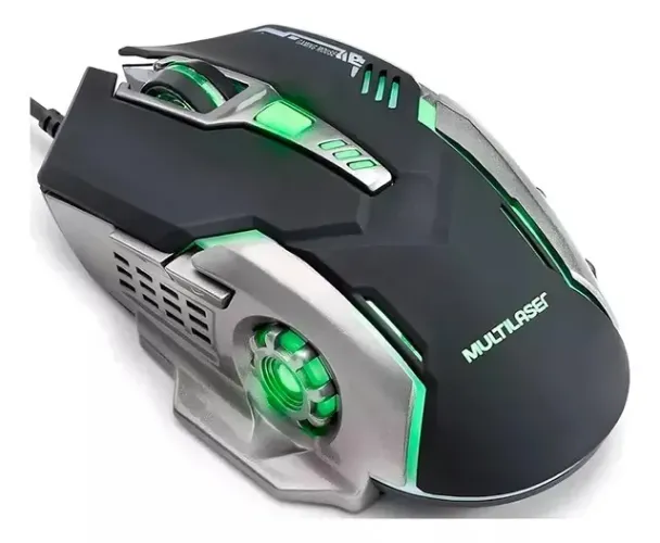 Mouse Gamer Multilaser MO269 - 2400 DPI, 6 Botões, LED Preto e Verde Loja Coimbra