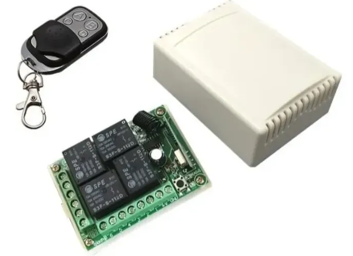 Relé Rf 433mhz 4ch 12v Dc 220 Ac + Controle Remoto Rf Modulo  Arduino Automação COD-AM433 