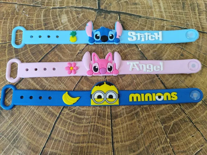 Pulseiras Infantis Personalizadas - Stitch, Angel e Minions