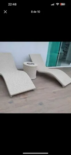 Jogo de sofá espreguiçadeira chaise banqueta mesa na corda náutica tricô