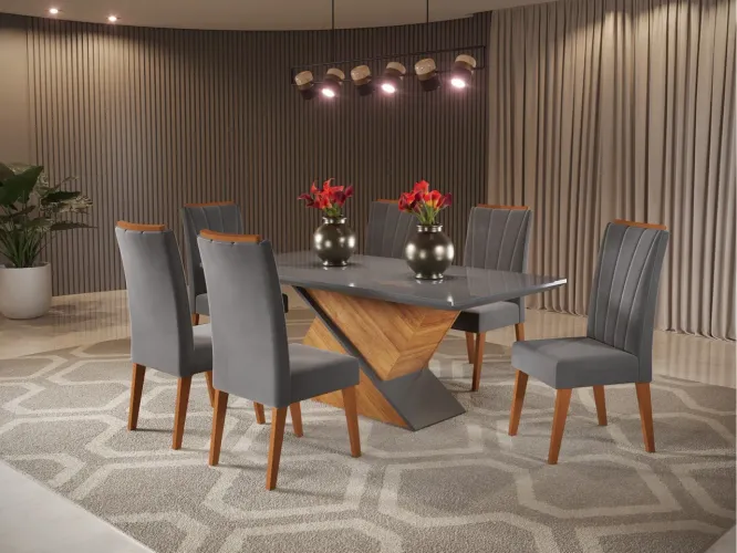 Mesa de Jantar 1,80 Safira 6 Cadeiras s654