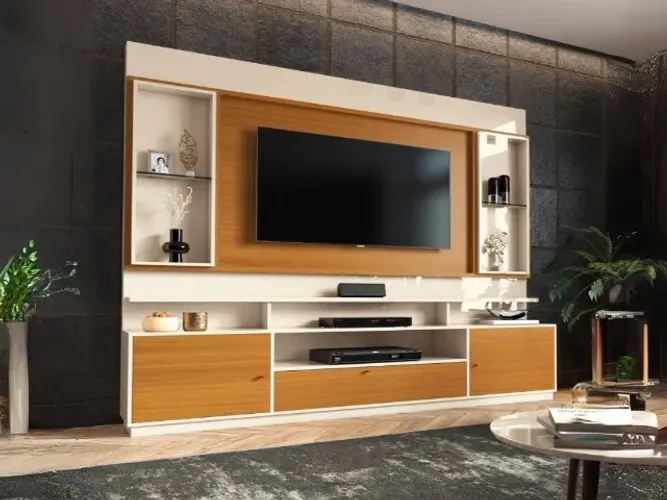 Home Ravéllo Até 58 Polegadas Off White/Cedro Até 12x - Frete Grátis
