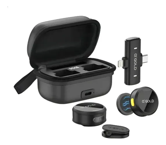 Microfone De Lapela Sem Fio Magnético 2 Em 1 Agold Mcf-38