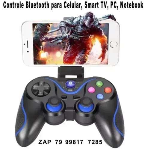 Controle Bluethooth Compativel com Celular, TV Smart, PC, Notebook, Bateria Recarregável