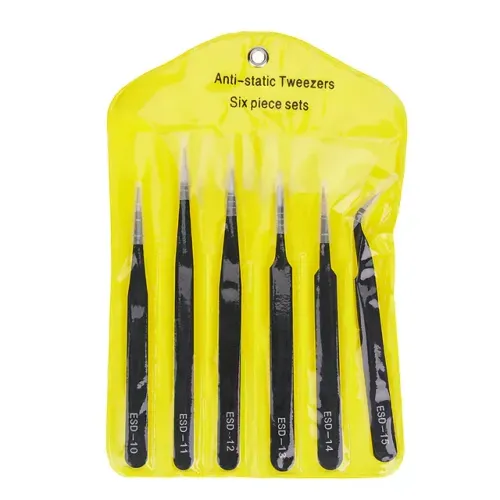 conjunto de 6 Pinças Antiestética de Aço Inoxidável ESD, Ferramenta Manual