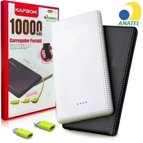 Carregador Portátil 10.000 mah PowerBank Original Kapbom Para iPhone e Android