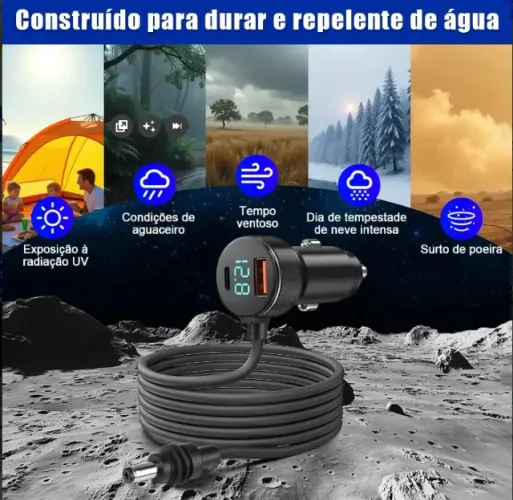 Cabo 12v/24v Carregador Carro Com Usb 2m Para Starlink Mini