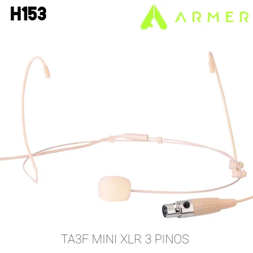 Microfone Headset Armer H153 Bege para Sistema sem Fio Profissional TA3F MINI XLR