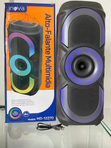 Caixa de Som Alto-Falante Multimídia Bluetooth Led RGB - MD-12270 iNova
