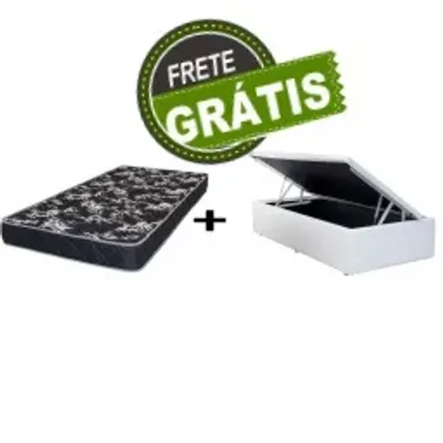Frete Grátis! Base Baú Solteiro + Colchão de Molas Bonnel