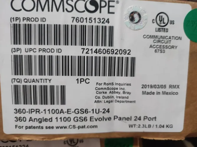 PATCH PANEL ANGULAR 24P CAT.6 COMMSCOPE