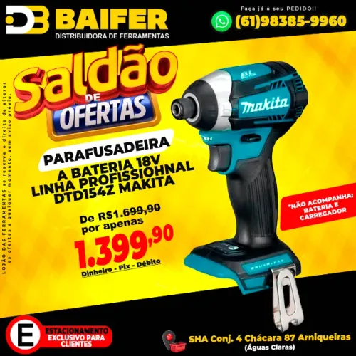 Parafusadeira a Bateria 18v DTD154Z Makita