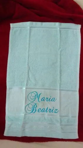Toalha de mão bordada azul 