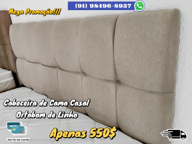 Cabeceira de Cama Casal Ortobom de Linho - Apenas R$ 550