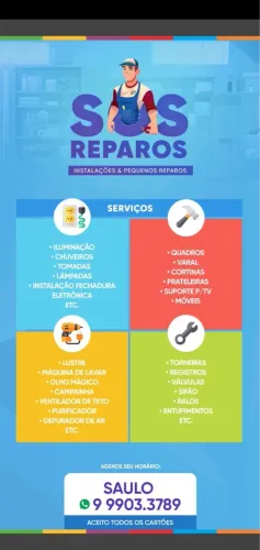 INSTALAÇÃO VENTILADOR TETO E OUTRAS 